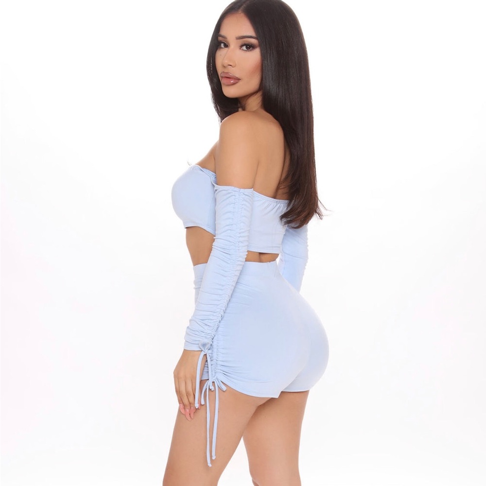 Fashion Nova Matching Short Set Light Blue